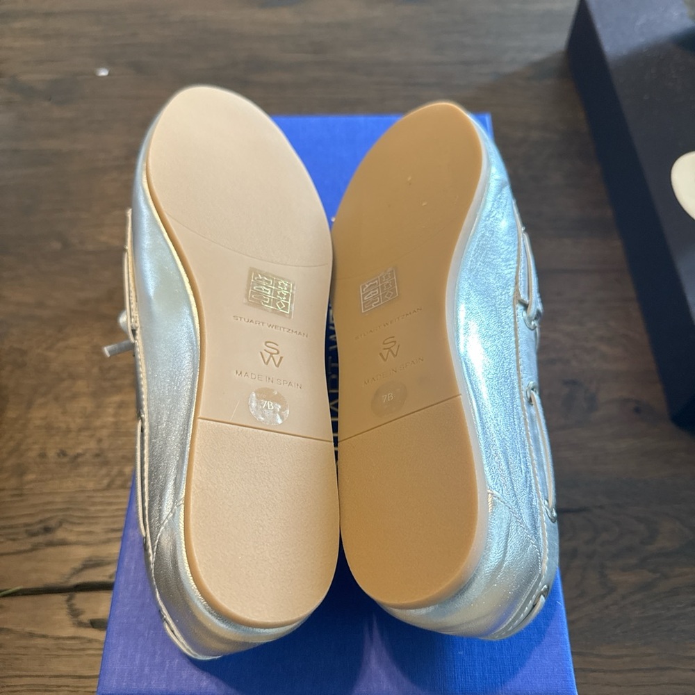 Stuart Weitzman Metallic Silver Boat Shoes - Picture 7 of 7
